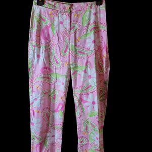 Womens Juniors Lilly Pulitzer Pants Green Pink 0 Summer Preppy